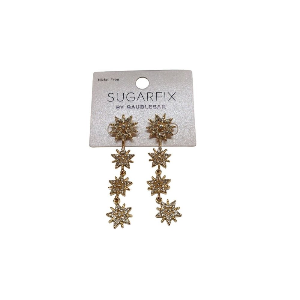 SUGARFIX By Baublebar Gold Starburst Convertible Drop Earrings Glass Sto… - Picture 2 of 5